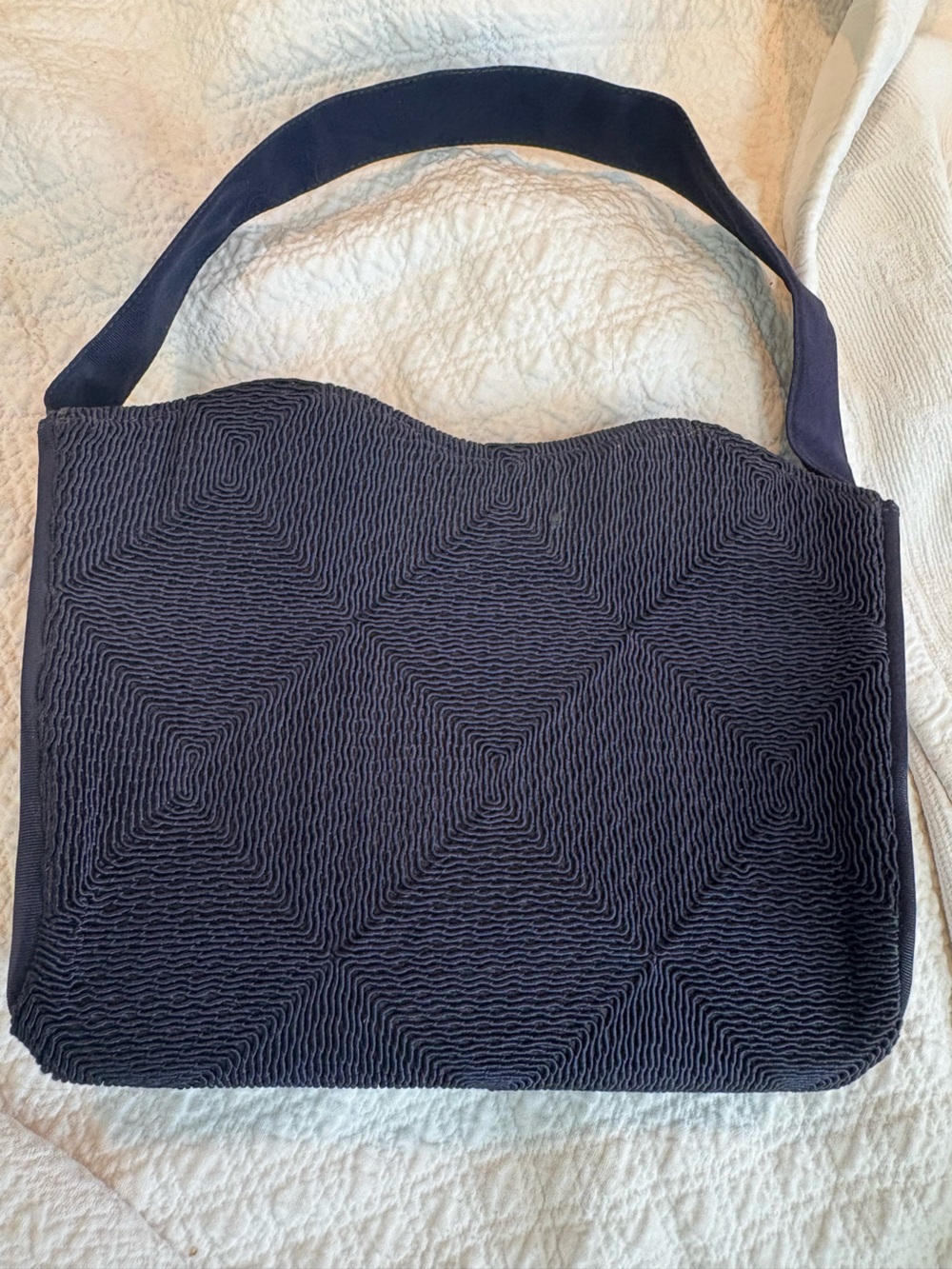 Vintage 1940s Navy Blue Corde Purse Shoulder Bag Gorgeous!